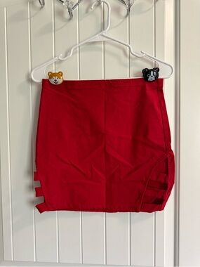 Red Cut-Out Mini Skirt